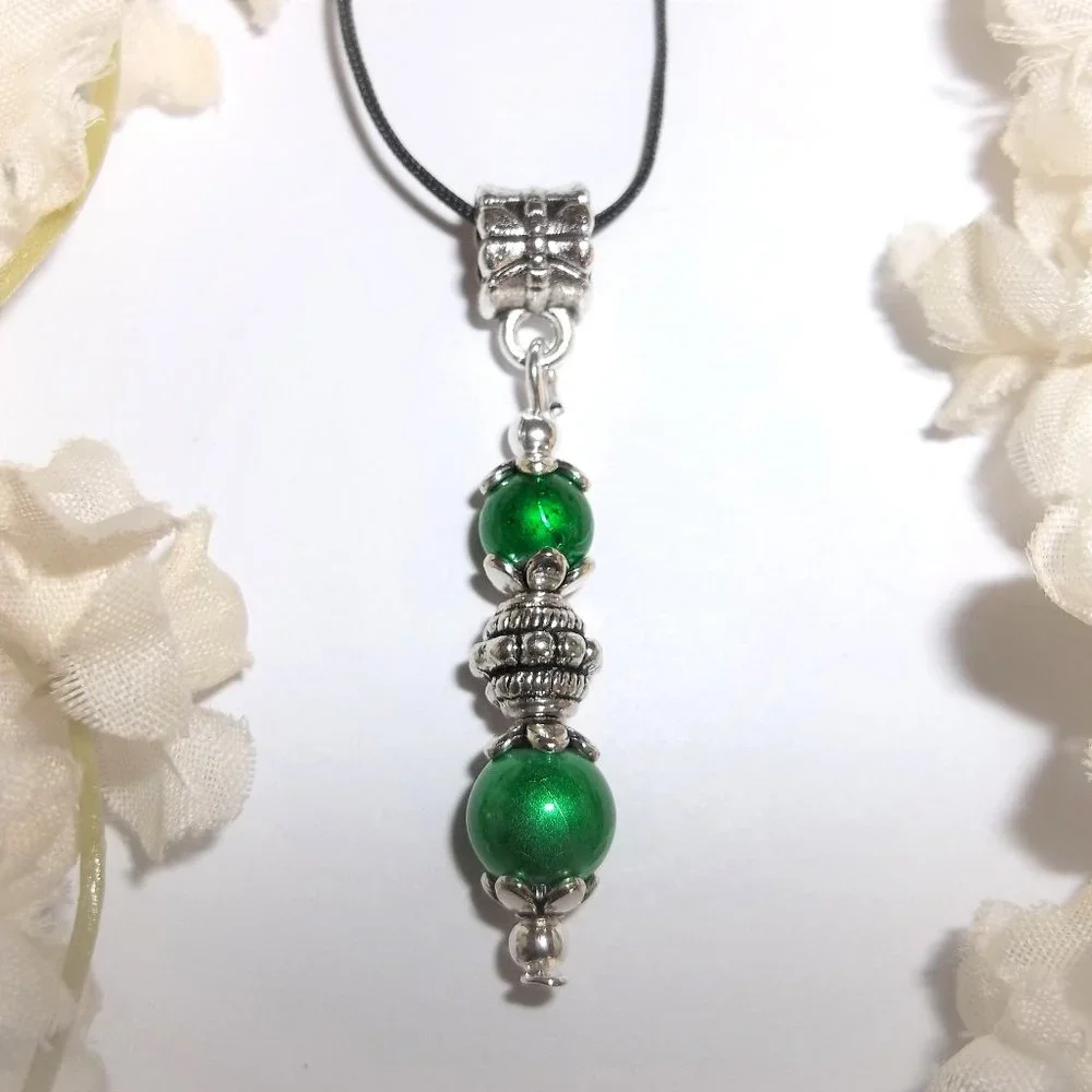 Necklace, Beaded Necklace, Emerald Green Necklace, Blue Necklace, Necklace, A096